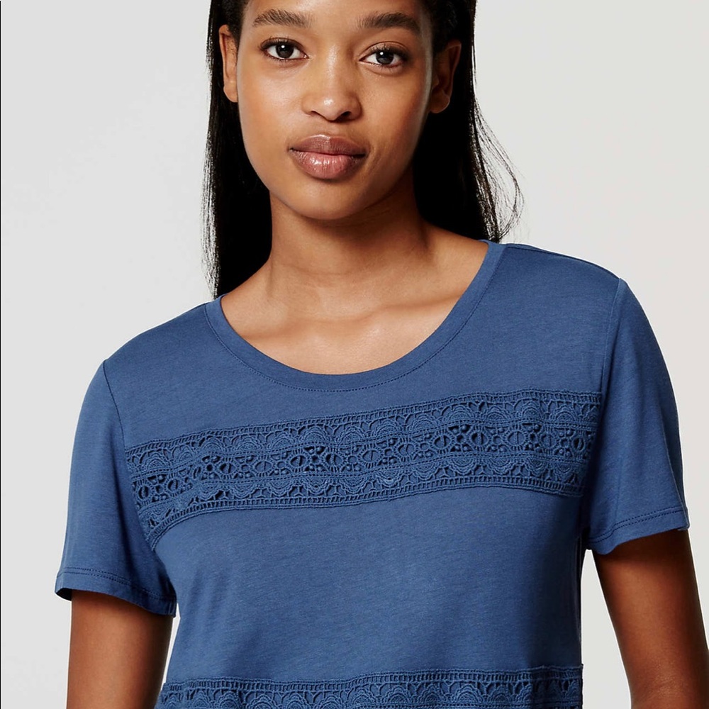 NWT LOFT Blue Lace Striped Tee